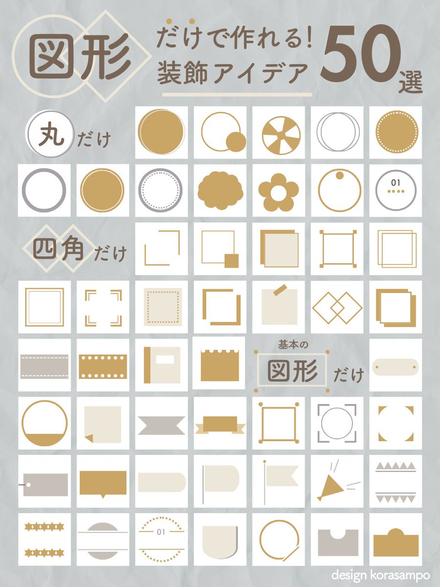 ＼ 1000人ありがとうプチプレゼント企画 ／  

 簡単な【 図形だけ 】あしらいアイデア50選！
　－－－－－－－－－－－－
　Canvaデータプレゼント
　－－－－－－－－－－－－

全部「○◻︎△ー」だけであしらい作りました！
Canvaで簡単に制作してるんだけど、どうなっているか気になる？