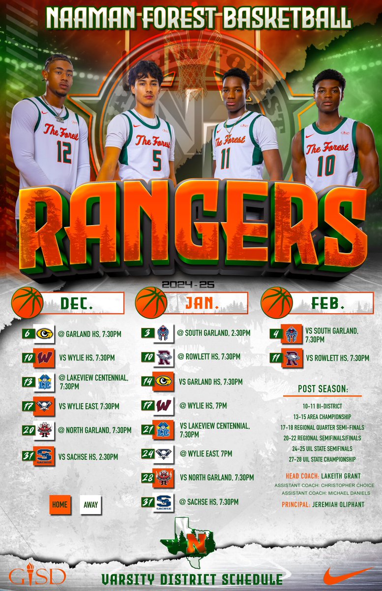 Coach LaKeith Grant (@countongrant) on Twitter photo The Forest Mens Basketball District Schedule
2024-25 ๐ฒ๐๐ฒ๐ <a href="/NaamanHoops/">The Forest Boys Basketball</a> <a href="/NFHS_Rangers/">Naaman Forest High School</a> The Forest Mens Basketball District Schedule
2024-25 ๐ฒ๐๐ฒ๐ <a href="/NaamanHoops/">The Forest Boys Basketball</a> <a href="/NFHS_Rangers/">Naaman Forest High School</a>
