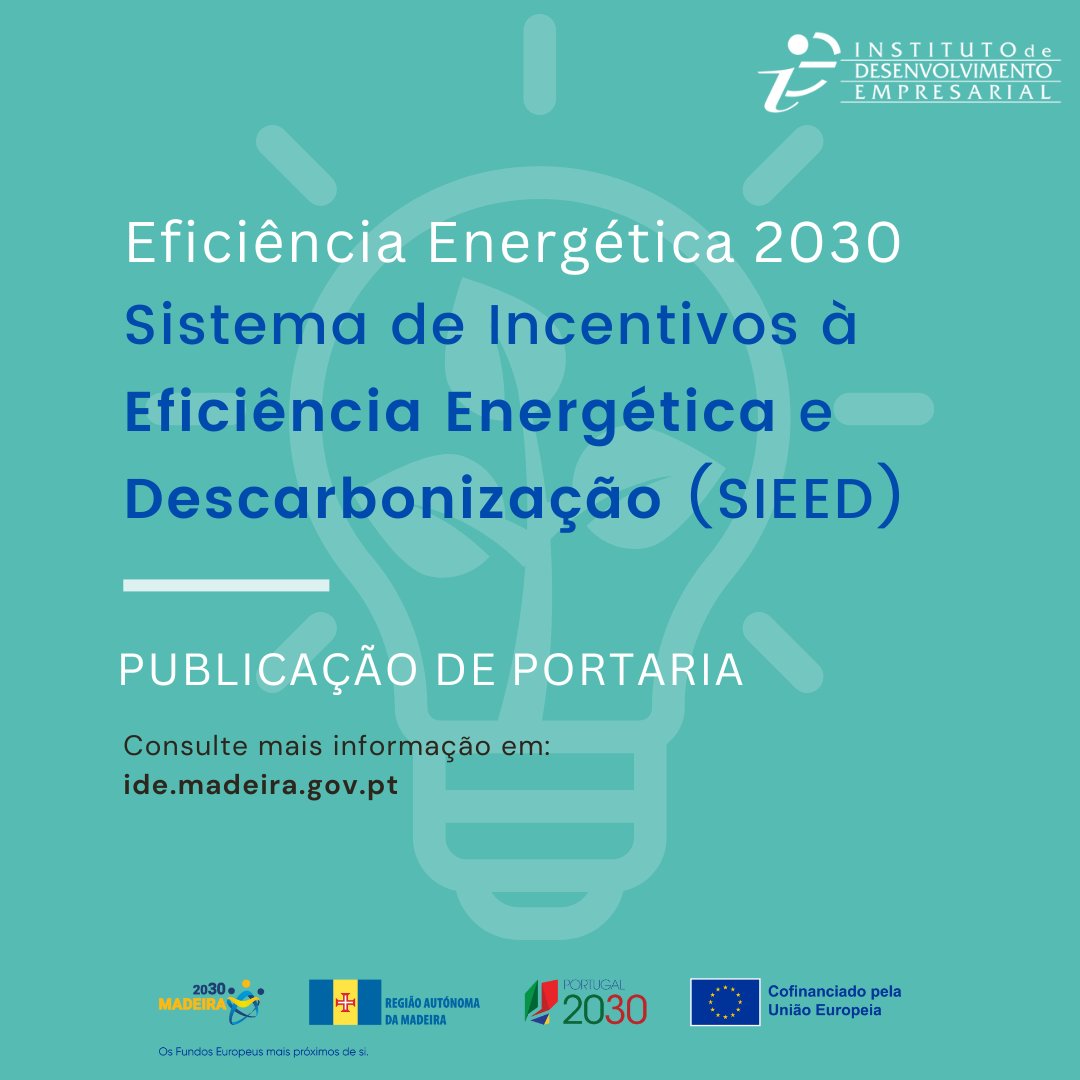 📢 Já se encontra publicada a Portaria n.º 942/2024, de 20 de dezembro, que regulamenta o Sistema de Incentivos à Eficiência Energética e Descarbonização (SIEED) - Eficiência Energética 2030🌱⚡

📄 Para mais informações, consulte o site: ide.madeira.gov.pt. 🌍