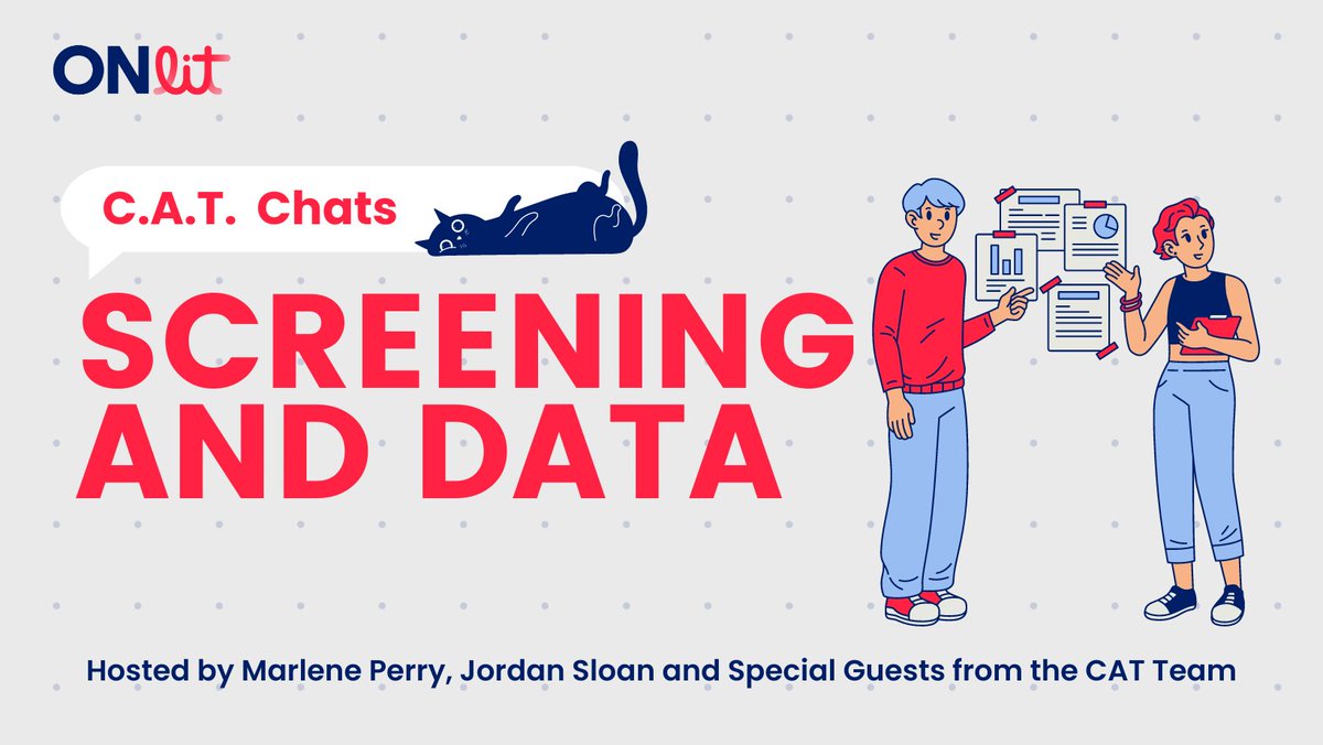 🗓️ Don't miss the next CAT Chats session on Jan 15th, 7-8 pm!  

Join Marlene, Jordan &amp; the ONlit CAT team for an interactive discussion on data, implementation, and screening. Share your experiences &amp; ask questions.

Sign up onlit.org/event/c-a-t-ch…