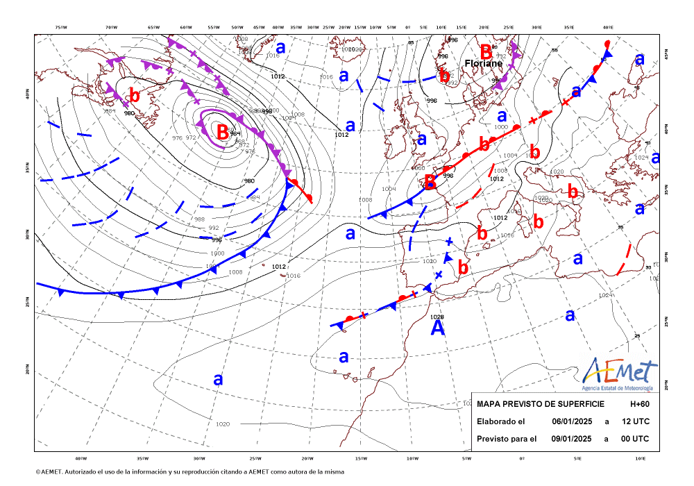 crballesteros's tweet photo. #ClimaEnMapas. Mapas de superficie previstos para H+48, H+60 y H+72, obtenidos de #AemetOpenData.
https://t.co/IsdPiSLOSM https://t.co/oYogZCSehY