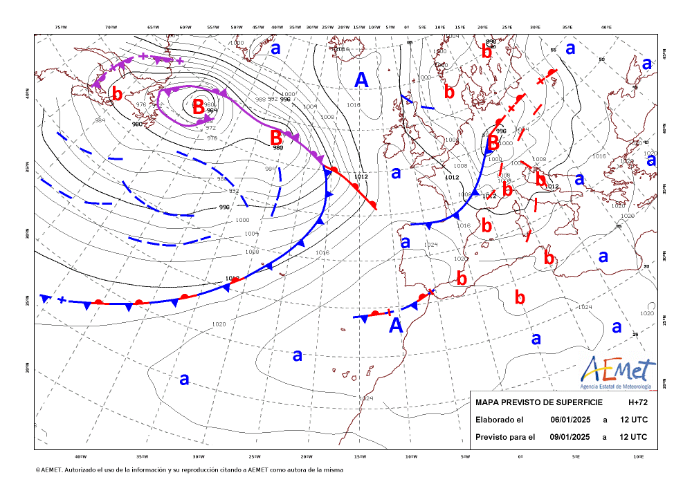 crballesteros's tweet photo. #ClimaEnMapas. Mapas de superficie previstos para H+48, H+60 y H+72, obtenidos de #AemetOpenData.
https://t.co/IsdPiSLOSM https://t.co/oYogZCSehY