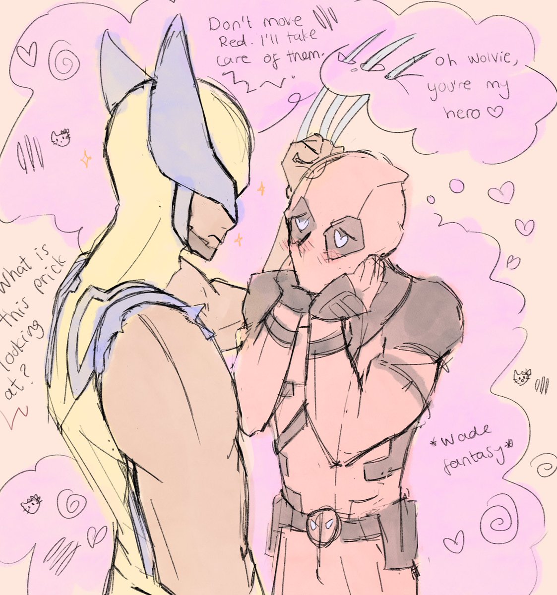 whatthelaurel's tweet photo. I never posted this one yay here it is (logan’s uncanon height is part of the fantasy okkkkkk) #poolverine https://t.co/Y0sMT2ZCya