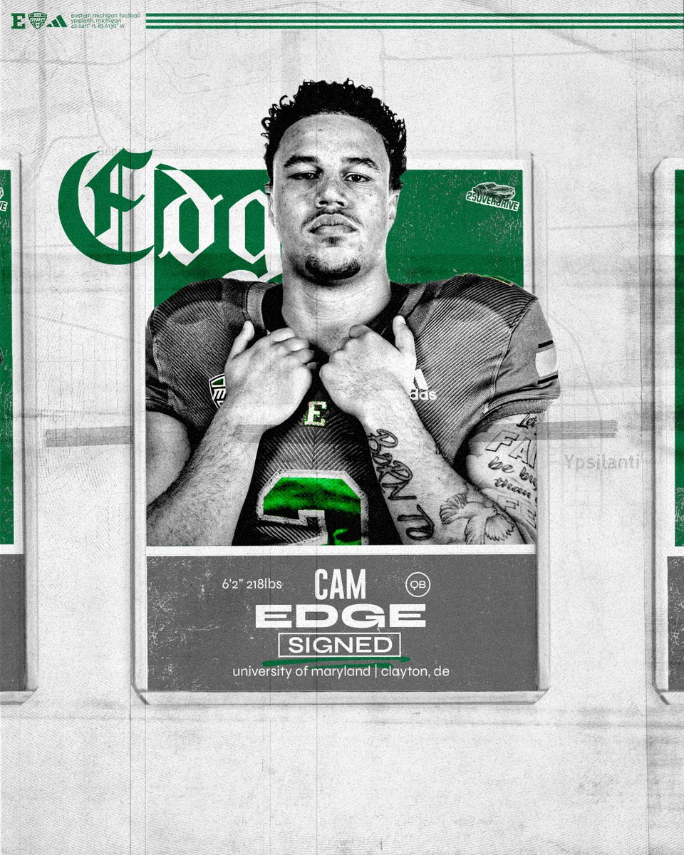 Welcome <a href="/cameron_edge2/">Cameron Edge</a>  to YPSILANTI! 🦅

🏈 QB
🏫 Maryland
🏠 Clayton, DE
🍬 Paydays

#ETOUGH ⛓️