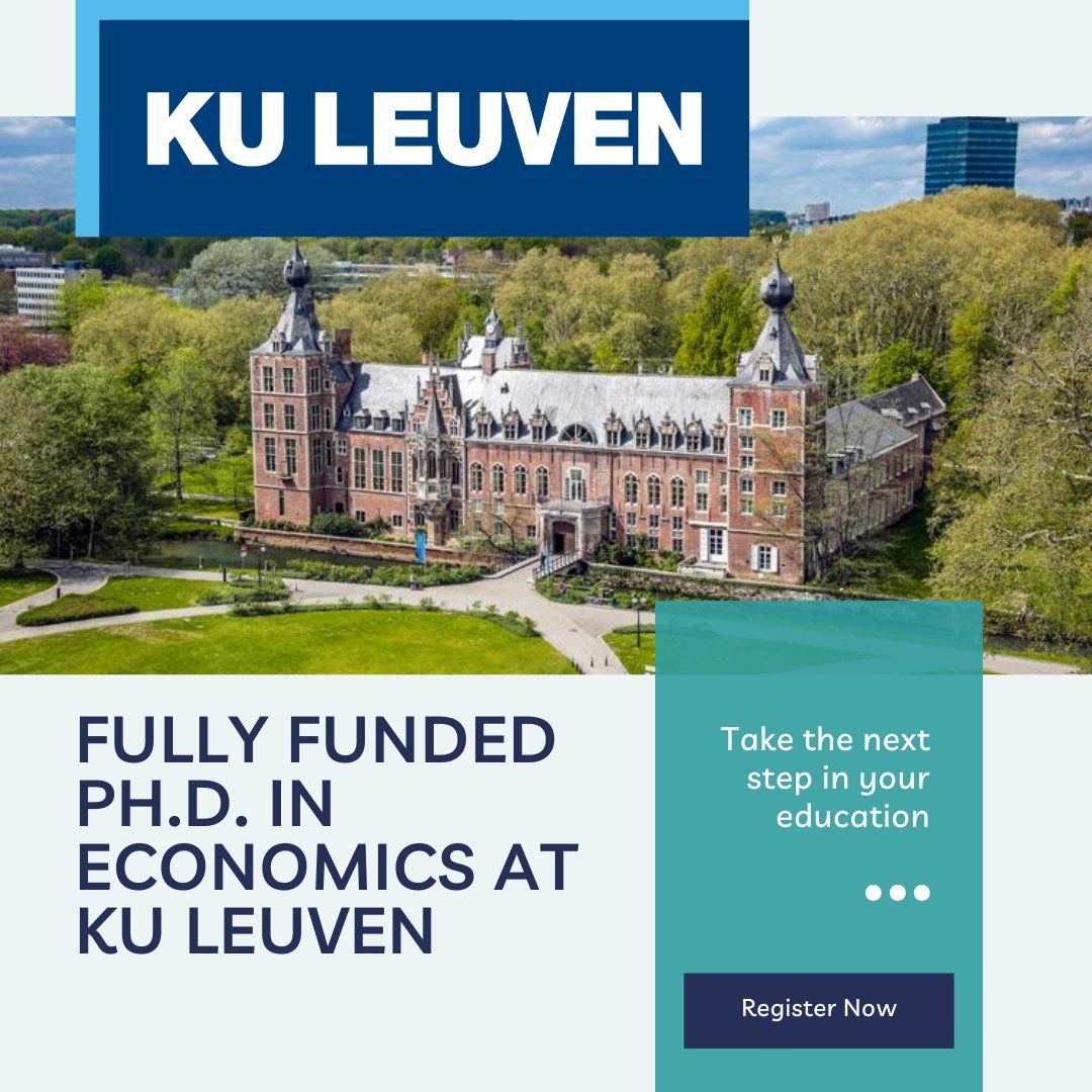 opportunitiesfy's tweet image. 🚨 PhD Positions in Economics – KU Leuven 🚨

Fully funded, €2,670/month stipend, and up to 4 years of research!
Apply by Jan 31, 2025.
👉More info: wp.me/p23f03-cik

#PhD #Economics #KUleuven #AcademicCareers