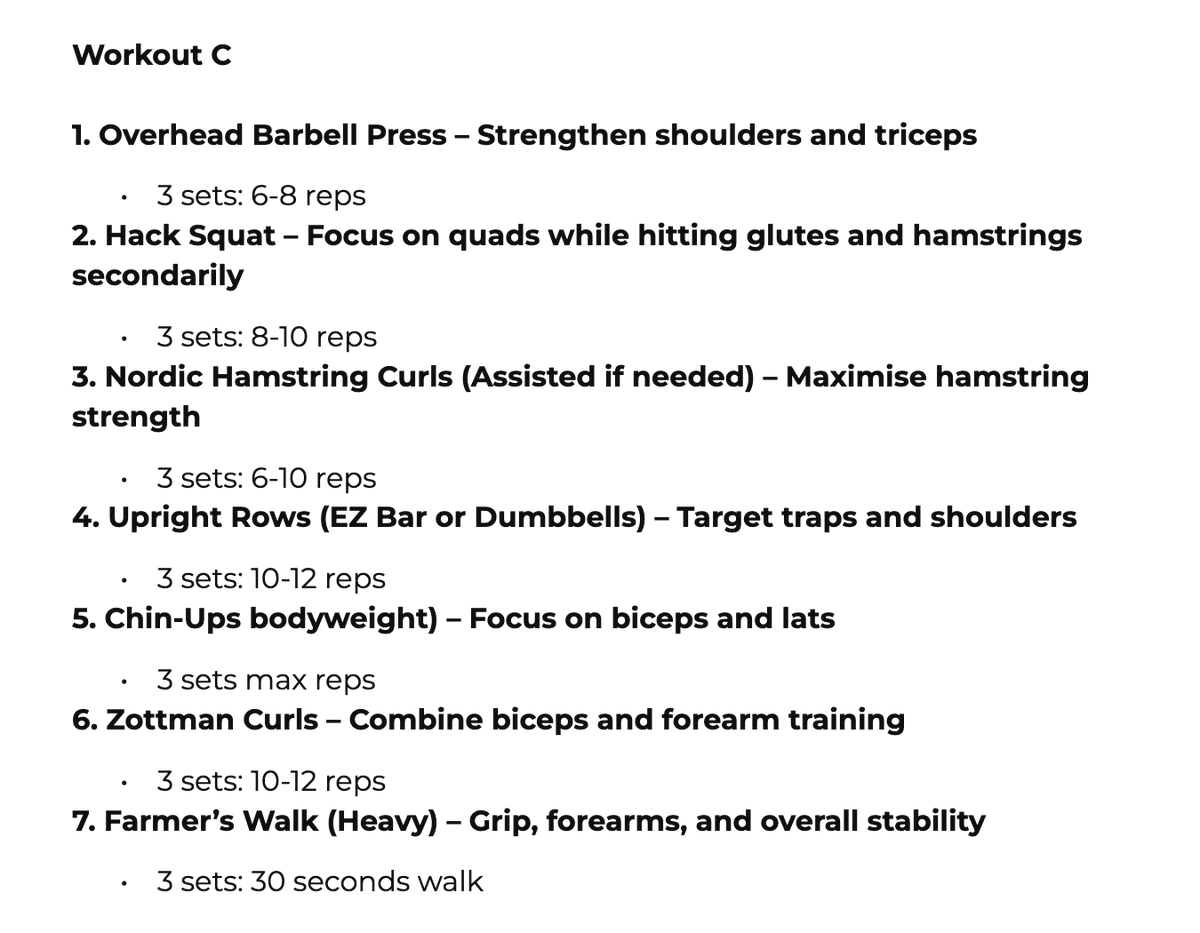 mralexthomas's tweet photo. Here’s my minimalistic routine that’s getting me more jacked every week:

-Full body training 3x per week
-120-180 minutes of Zone 2 cardio each week
-Sauna sessions 3-5x per week
-Sprint work 1-2x per week

I’m absolutely dialed in with my diet and supplements to support this, everything’s aligned to optimise gains and recovery.

Ask me anything about mine below!