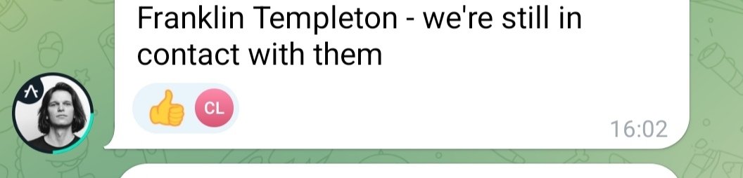 💡 Franklin Templeton x Aleph Zero?
"We're still in contact with them," as stated by a team member! 🌐
After over a year, the discussions remain active and strong. The future of decentralization and traditional finance is on the horizon – big things are coming! 🚀#AlephZero