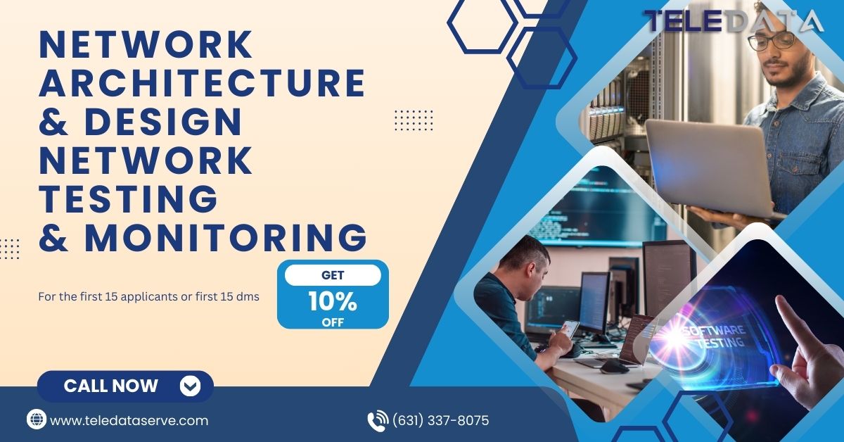 Teledataserve1's tweet image. 🚀 Optimize Your Network!
TeleDataServices offers Network Architecture &amp;amp; Design, Testing, and Monitoring for seamless performance.
🎯 First 15 applicants or DMs get 10% OFF!
📞 Call : (631) 337-8075
🌐 Visit: teledataserve.com
#NetworkSolutions #ITSupport #TeleDataServices
