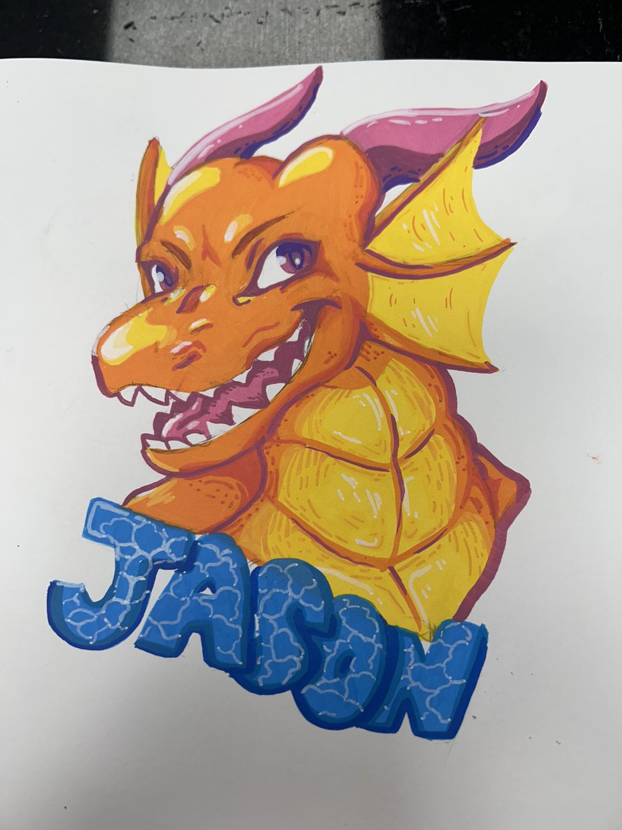 puppypaints's tweet image. forgot to share this but acrylic marker badge i made for @SnpJason :)