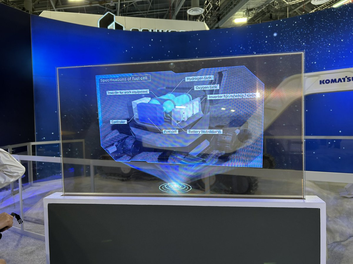 Mic_VegasSphere's tweet image. Crazy!   Komatzu has developed a digger for space using a fuel cell and an underwater electric AI powered mining shovel. They tell me the tube in the underwater shovel is for GPS but they are working on removing it. Then it can operate up to 50 meters depth. CES 2025.