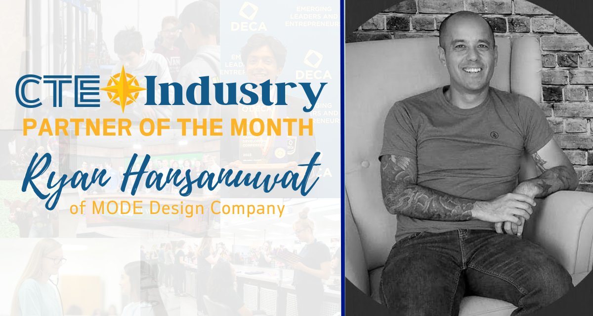 🌟 Congrats to our December CTE Industry Partner of the Month: Ryan Hansanuwat of MODE Design! 🌟

Ryan mentors Vista Ridge HS's INCubator &amp; ACCELerator programs, sharing his expertise to guide young entrepreneurs. Thank you for shaping the next generation of innovators! 💡📈👏