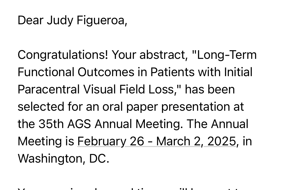 Judy Figueroa (@jfigueroamd2be) on Twitter photo Honored to have been selected to give oral paper presentation at AGS. <a href="/UCLASteinEye/">UCLA Stein Eye Institute</a> Honored to have been selected to give oral paper presentation at AGS. <a href="/UCLASteinEye/">UCLA Stein Eye Institute</a>