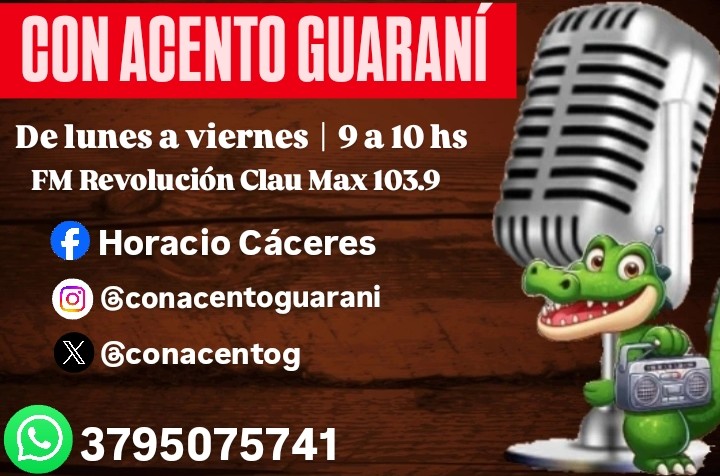 #ConAcentoGuarani
Programa de chamamé en familia rumbo a los 25 años 🎶
De lun a vie de 9 a 10 hs 
📻  FM Revolución Clau Max 103.9 
🖇 Revolucionclau-max.com
🔴 En VIVO en Facebook: Horacio Cáceres 
🔴 En VIVO en Instagram: @conacentoguarani
📱Contacto de Publicidad: 3795075741