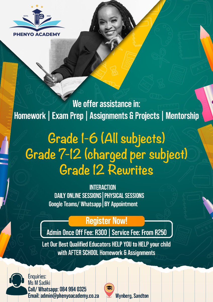 shoedoekie's tweet image. 🚨‼️ SIGN UP NOW‼️🚨
*Phenyo academy opens on the 20th January 2025*🙏🏽
#tutor
#onlinetutorials
#onlineclass
#afterschool
#WinnieKhumalo
