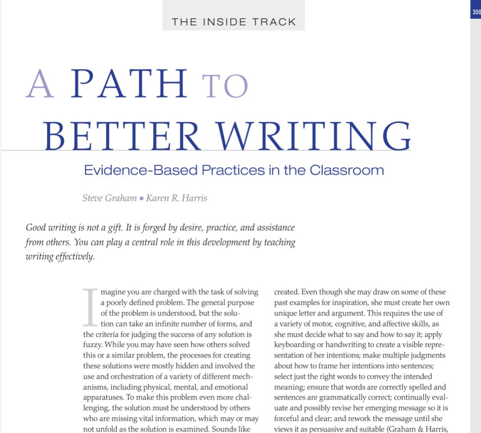 If you want to learn more about teaching writing, then you will LOVE what we have in store for January! 🌟

Our spotlight article for this month is "A Path to Better Writing: Evidence-Based Practices in the Classroom" by Steve Graham and Karen Harris. 
ow.ly/Xe2p50UAYAQ
