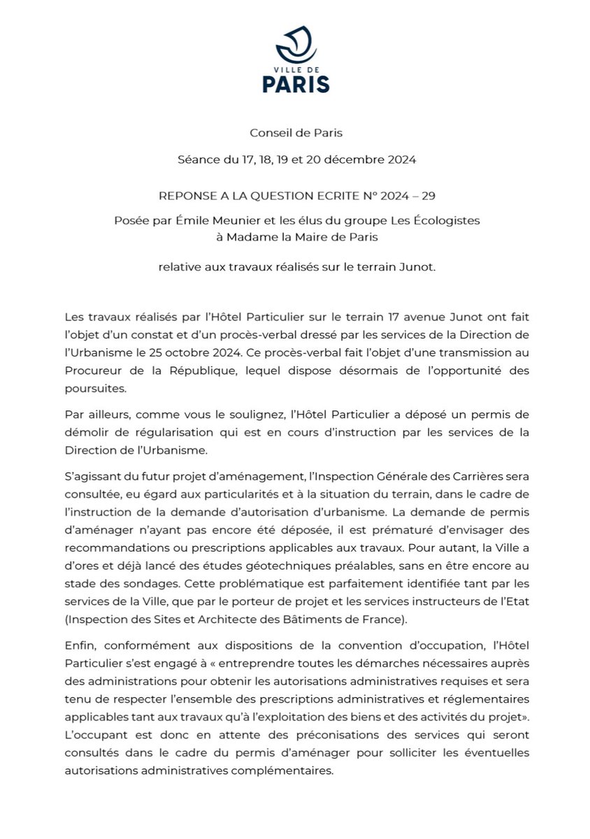 FaillesBeatrice's tweet image. ☎️ ⁦@ClapenDanger⁩ ; où la Ville de Paris reconnaît qu’aucune autorisation n’a été obtenue par l’occupant ⁦@TresParticulier⁩ du terrain avant l’octroi du droit d’occupation. ⁦@EricLejoindre⁩ ⁦@jpdaviaud⁩ ça sent le sapin 🌲 ⁦@datirachida⁩ ⁦⁩