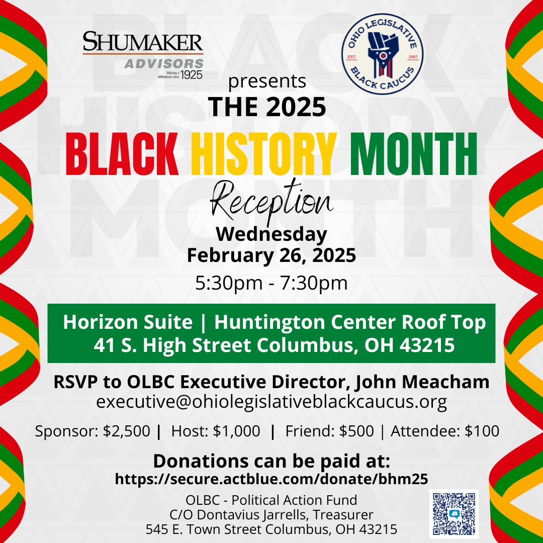 Join the OLBC and Shumaker Advisors for our 2025 Black History Month Reception!