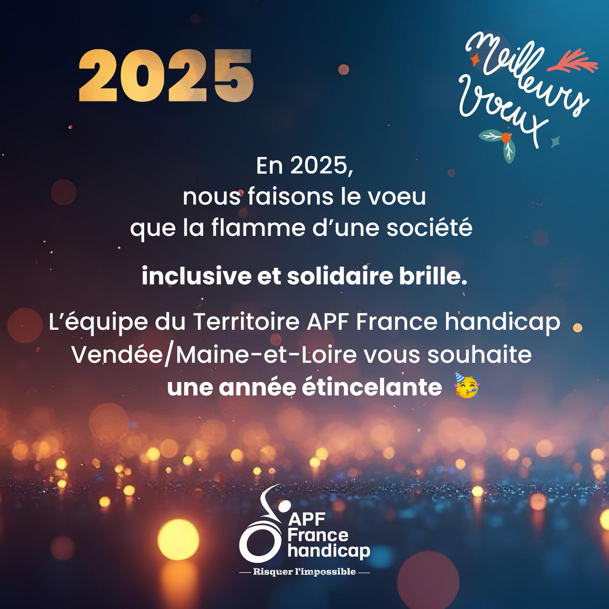 En ce début d'année 2025, nous tenons à vous adresser nos vœux les plus chaleureux. Que cette nouvelle année soit synonyme de bonheur, de santé et de réussite pour chacun d'entre vous 🌟
#bonneannee #association #handicap