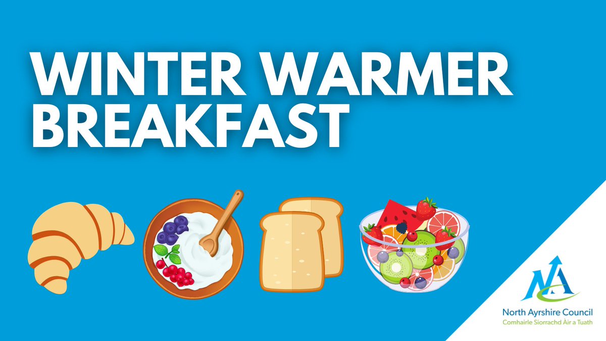 A reminder for secondary school pupils❗ The Winter Warmer Breakfast initiative has returned to North Ayrshire’s secondary schools.

A free breakfast is being offered to all North Ayrshire secondary pupils every school morning between now and Friday 28 March 2025 - this includes