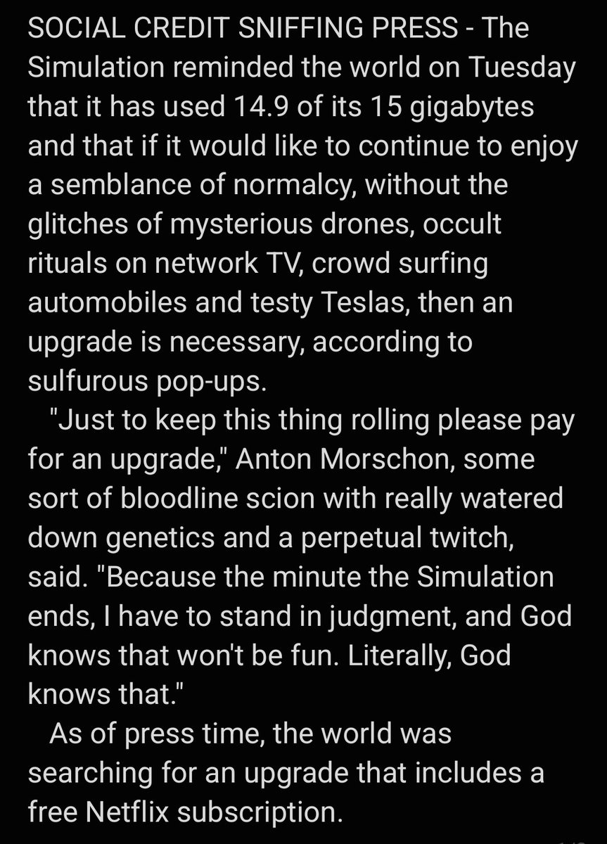 Person33SaTiRe's tweet image. Simulation Reminds Us We've Used 14.9 Percent Of Our 15 GB