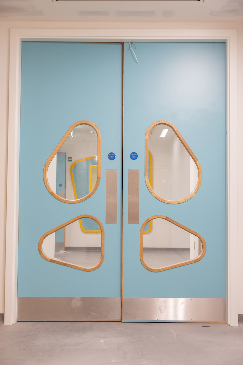 Just one of the features of #ourchildrenshospital which will ensure it is a child-centric space. Main doors have glass panes for adults and children to look through and see what's ahead, ensuring reassurance and visibility for all.