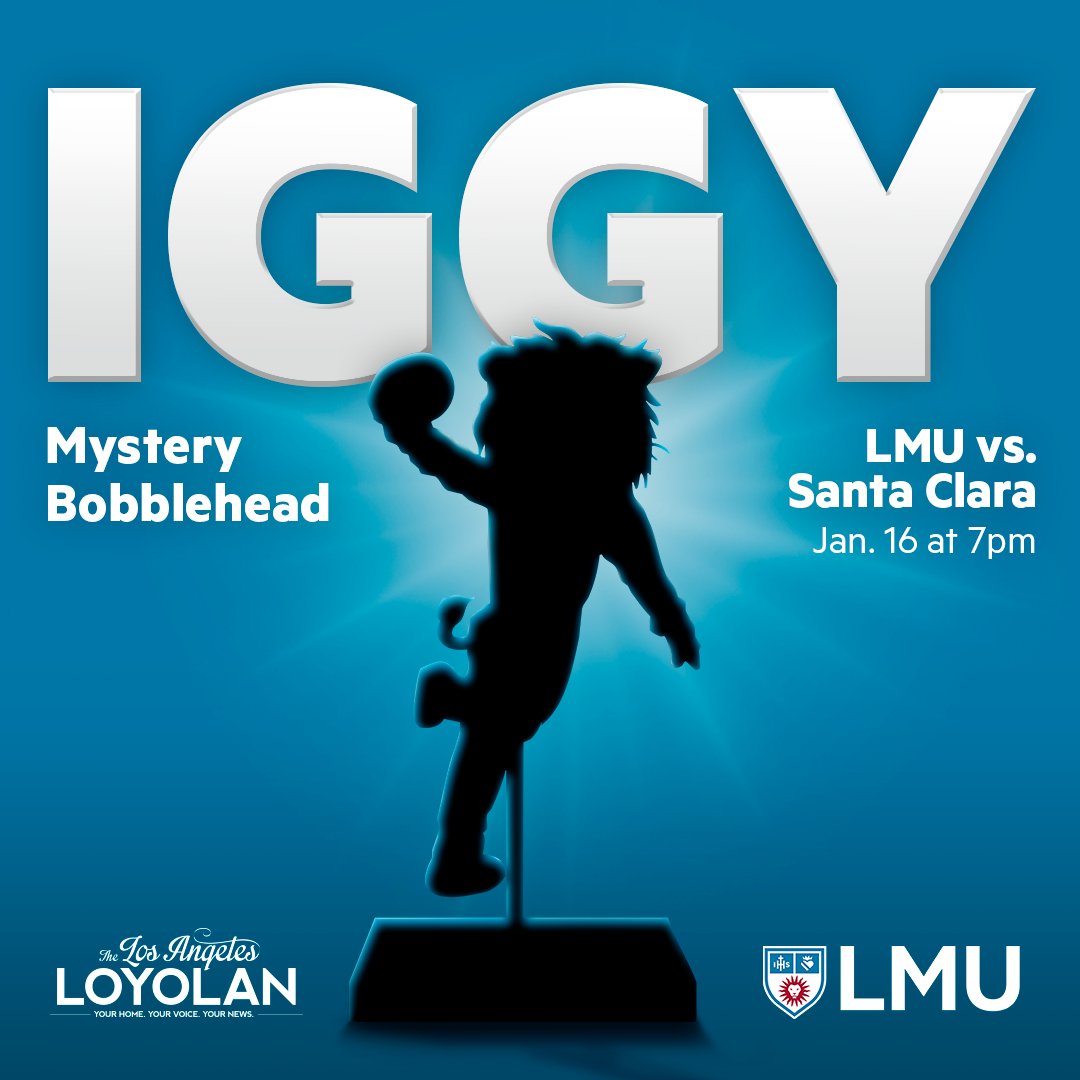 This year's Los Angeles Loyolan Iggy Bobblehead is quite a ✨mystery✨ Get yours at the <a href="/lmulionsMBB/">LMU Men's Basketball</a>  game on 1/16 vs. Santa Clara! 

Doors open at 6 p.m., and tipoff is at 7 p.m. 🏀🙌 Students, bring your OneCard to get in for free!

Get tickets here: bit.ly/4h3Dl0D.
