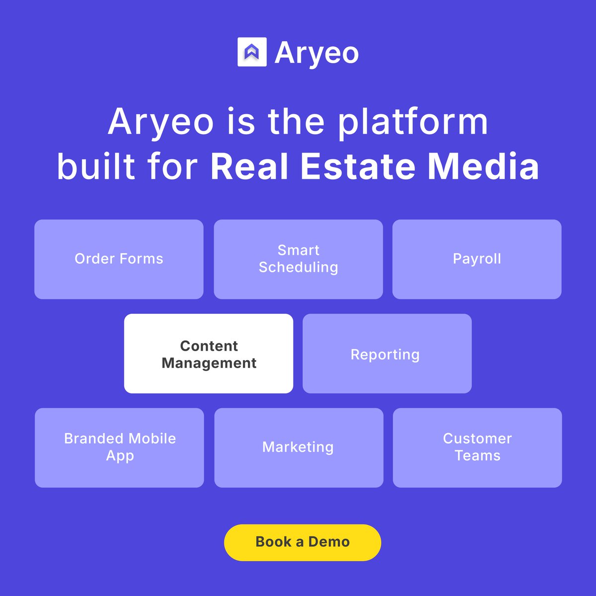Discover why 1,500+ media companies trust Aryeo to simplify workflows, showcase their best work, and grow their business. 

Built by photographers, for photographers, Aryeo is the all-in-one platform for real estate media.
