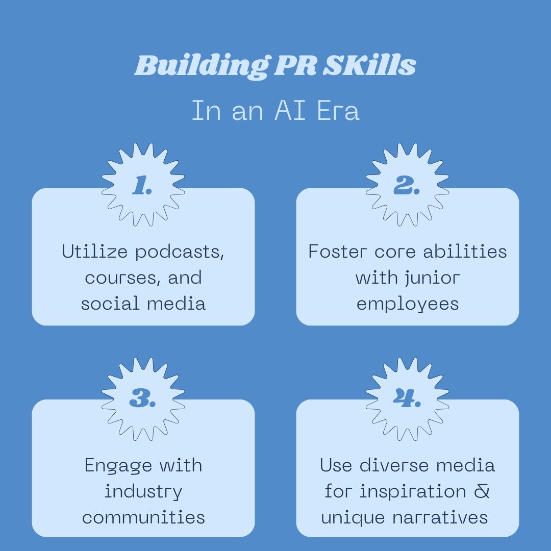 The future of PR lies in creating a mutual relationship between human creativity and AI. Successful professionals will be those who can harness AI tools to enhance their work while maintaining the interpersonal skills and strategic thinking that define excellent public relations.