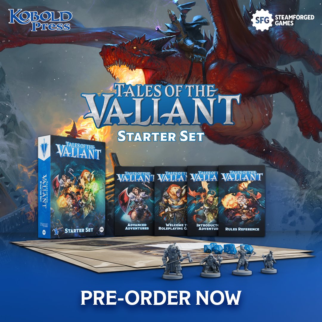 New to roleplaying games? No problem ✅
From basics to running a campaign? Covered ✅
Get equipped for action whether you’re a hero in training, or prefer pulling the strings as a Game Master.

Pre-order the Tales of the Valiant Starter Set now: steamforged.co/3DUFptr