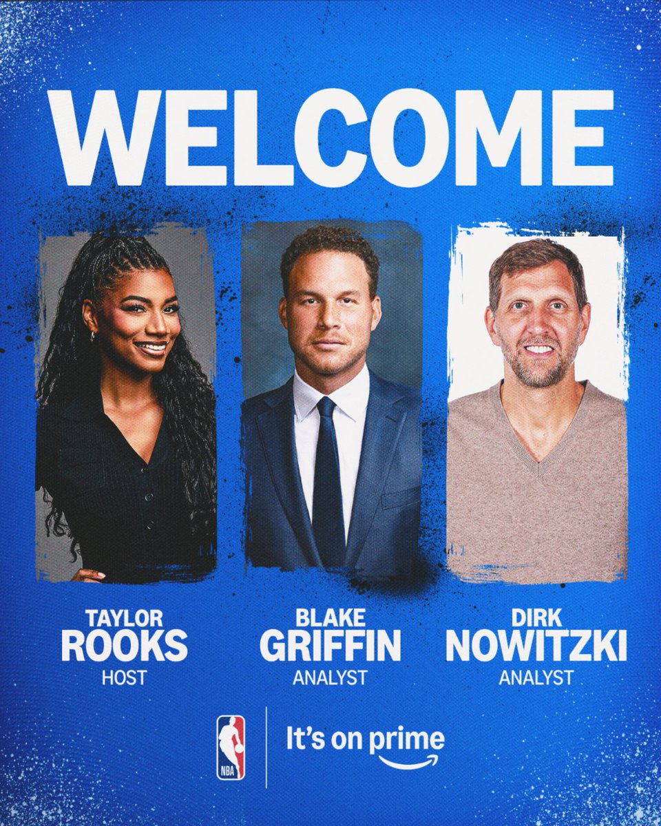We’re thrilled to welcome Taylor Rooks, Blake Griffin and Dirk Nowitzki to the #NBAonPrime team. Coming in October.