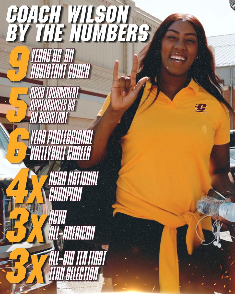 Lookin' at the numbers 😎

Coach Wilson brings quite the resumé to Mount Pleasant both as a player and as an assistant in some of the top programs in the country!

#FireUpChips🔥⬆️🏐