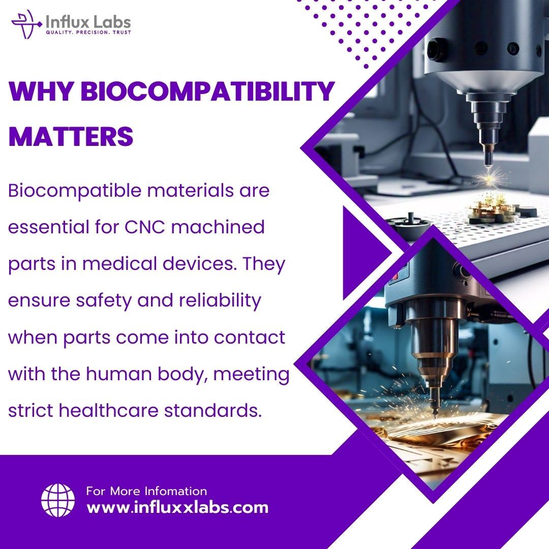Influx_Labs's tweet image. Biocompatible materials are essential in CNC machining for medical devices! 🏥 They ensure safety, reliability, and compliance with strict healthcare standards. 🔬💪

 #CNCmachining #Biocompatibility #MedTech #PatientSafety #HealthcareInnovation
