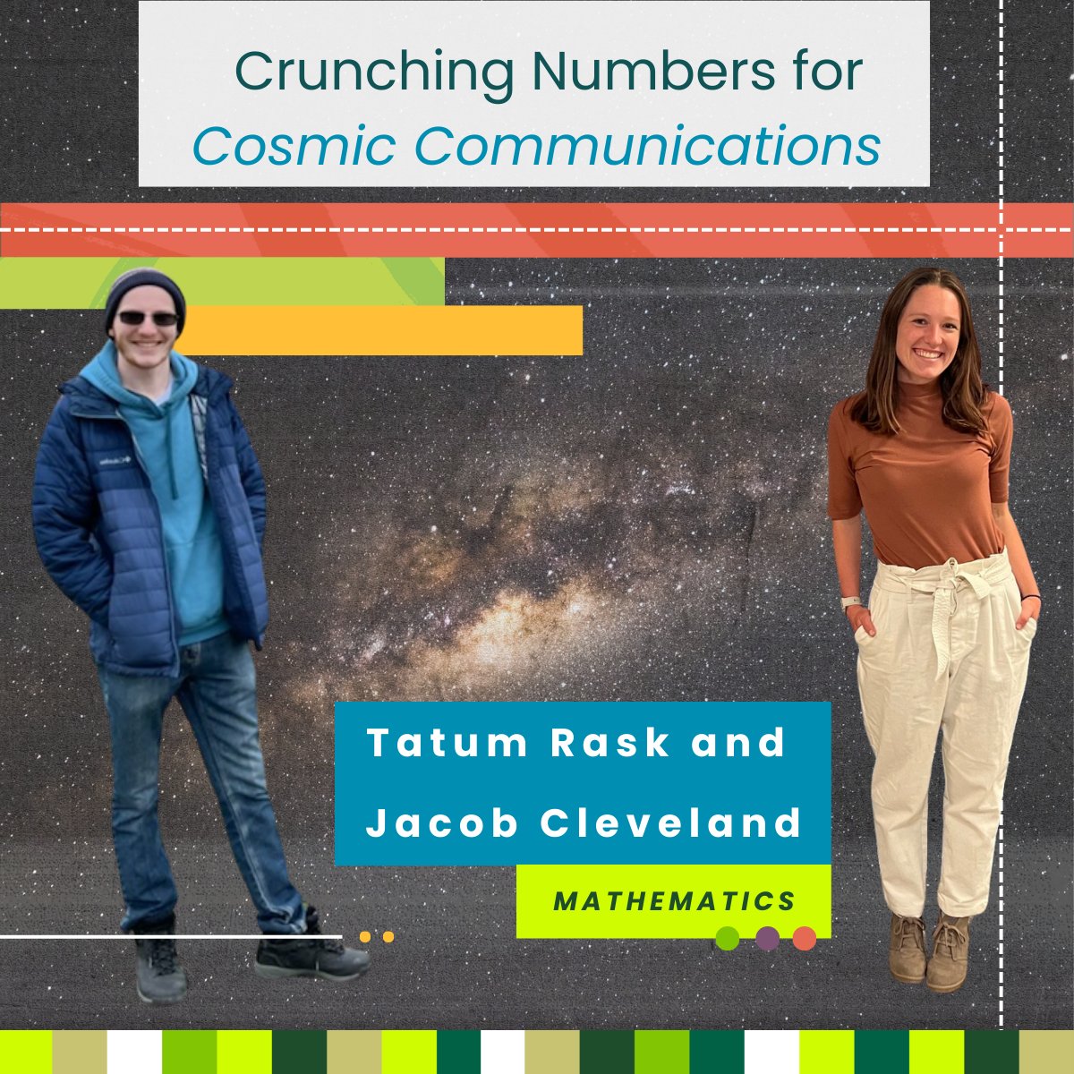 Taking communication to new heights! 📈🚀
Through NASA's Space Communications and Navigation Internship Project (SIP) mathematics graduate students Tatum Rask and Jacob Cleveland, used their number-crunching skills to work on projects.

Read more: col.st/x87az