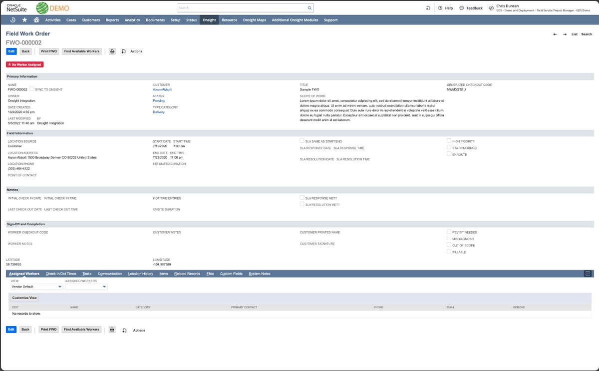 GlobalDataSvcs's tweet image. Got #NetSuite? We’ve got you covered!
OnSight integrates seamlessly to:
🔗 Streamline tickets.
⏱ Dispatch in real-time.
📊 Deliver actionable insights.
Optimize your business, the NetSuite way.
GDSOnSight.com
#OnSight #FieldServiceTech