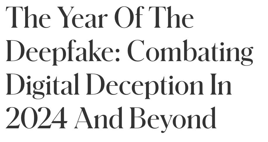 BanDeepfakes's tweet photo. In @Forbes, Steven Smith (@reldev) calls 2024, "The Year of the Deepfake": "What was once a niche novelty has exploded into a pervasive and alarming threat... The time to act is now before this problem becomes insurmountable."

🔗 https://t.co/Umd7R3Q8mS https://t.co/YuQUWh5xe2