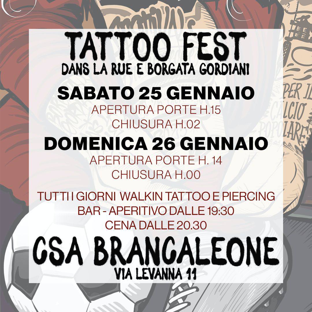 danslarueprtz's tweet image. Dans la Rue e Borgata Gordiani presentano Tattoo Fest 2025!
📆25 e 26 gennaio 25
📍C.S.A. Brancaleone - Via Levanna 11
Due giorni di tatto, piercing, musica, banchetti e dibattiti a sostegno dello sport popolare
