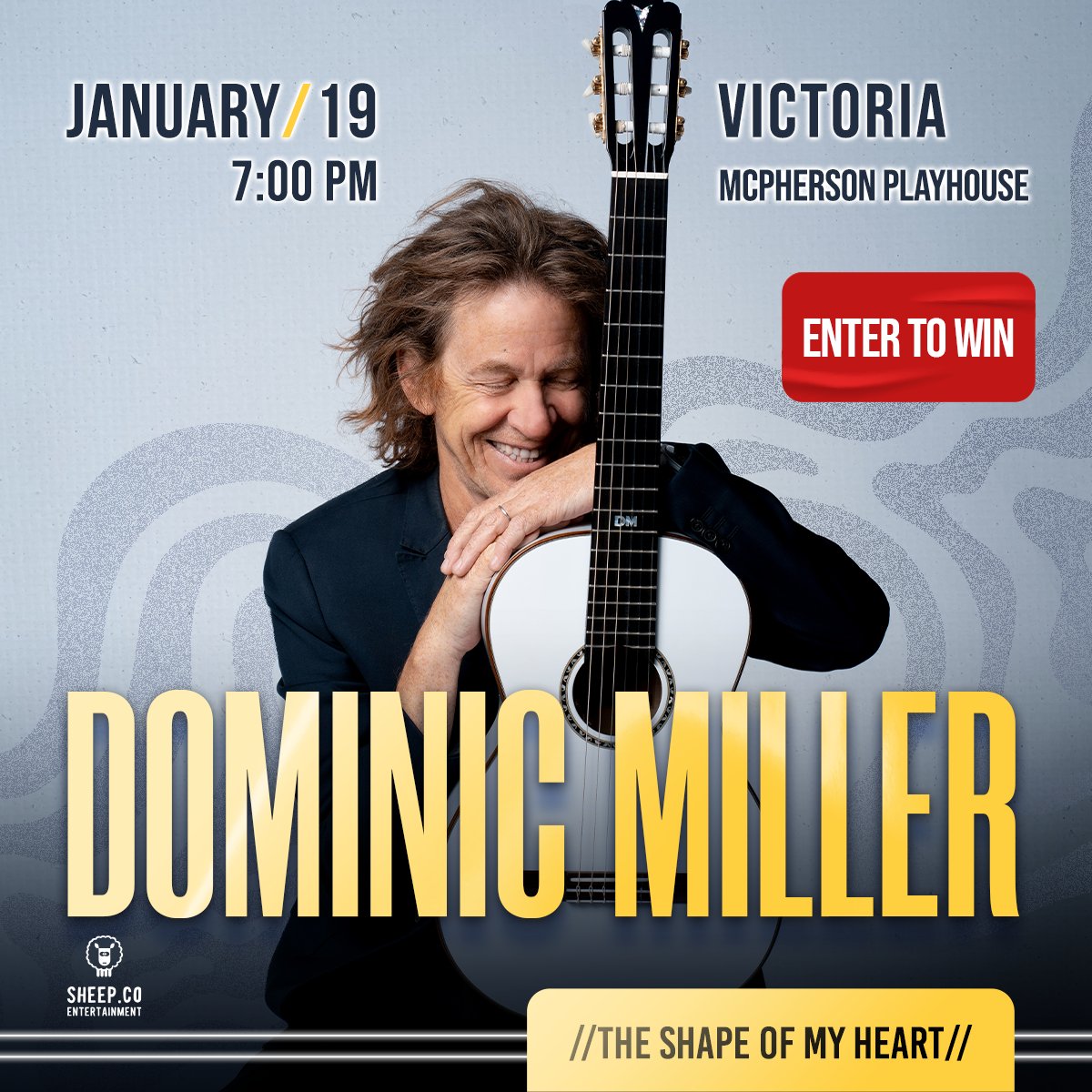 Sheep Entertainment Co. brings legendary guitarist Dominic Miller to ​The McPherson Playhouse on January 19th. Don’t miss this extraordinary performance! Enter today for a chance to win a pair of tickets, or use promo code DO15 and get your tickets today! t.dostuffmedia.com/t/c/s/231422