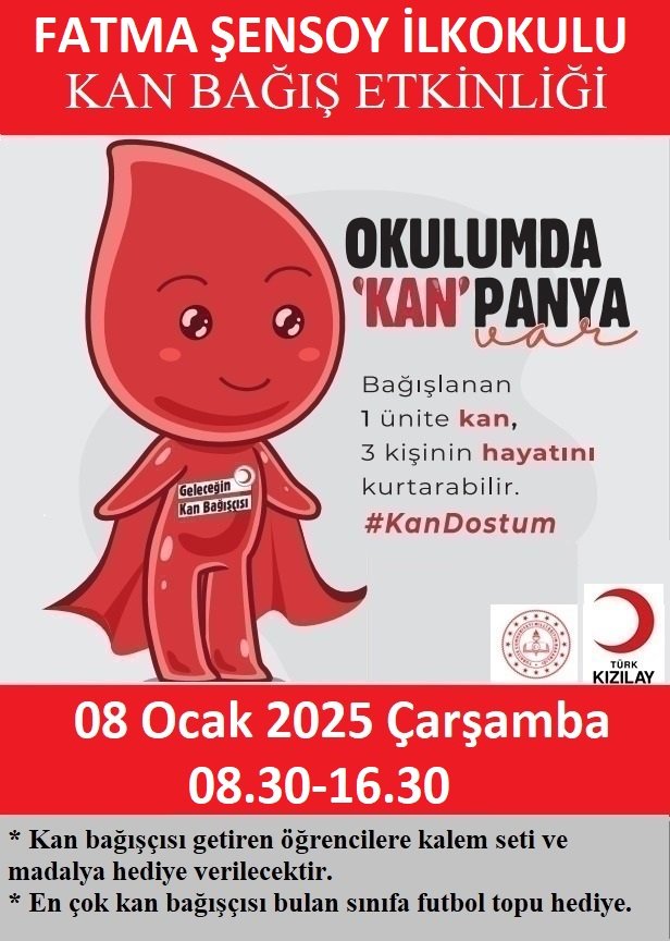 Fatma Şensoy İlkokulu (@fatmasensoyio) on Twitter photo "Yaşam Becerileri Projesi"kapsamında Beylikdüzü Fatma Şensoy İlkokulu bahçesinde Kan Bağışı Etkinliğine herkesi bekliyoruz..İyilik Sensiz Olmaz..
<a href="/Beylikduzu_mem/">Beylikdüzü İlçe Millî Eğitim Müdürlüğü</a>
#yaşambecerileriprojesi "Yaşam Becerileri Projesi"kapsamında Beylikdüzü Fatma Şensoy İlkokulu bahçesinde Kan Bağışı Etkinliğine herkesi bekliyoruz..İyilik Sensiz Olmaz..
<a href="/Beylikduzu_mem/">Beylikdüzü İlçe Millî Eğitim Müdürlüğü</a>
#yaşambecerileriprojesi