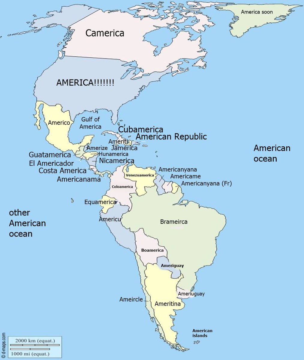 Dispropaganda (@dispropoganda) on Twitter photo After Trump renamed "Gulf of Mexico" to "Gulf of America" here's an updated map of all the names in North and South America After Trump renamed "Gulf of Mexico" to "Gulf of America" here's an updated map of all the names in North and South America