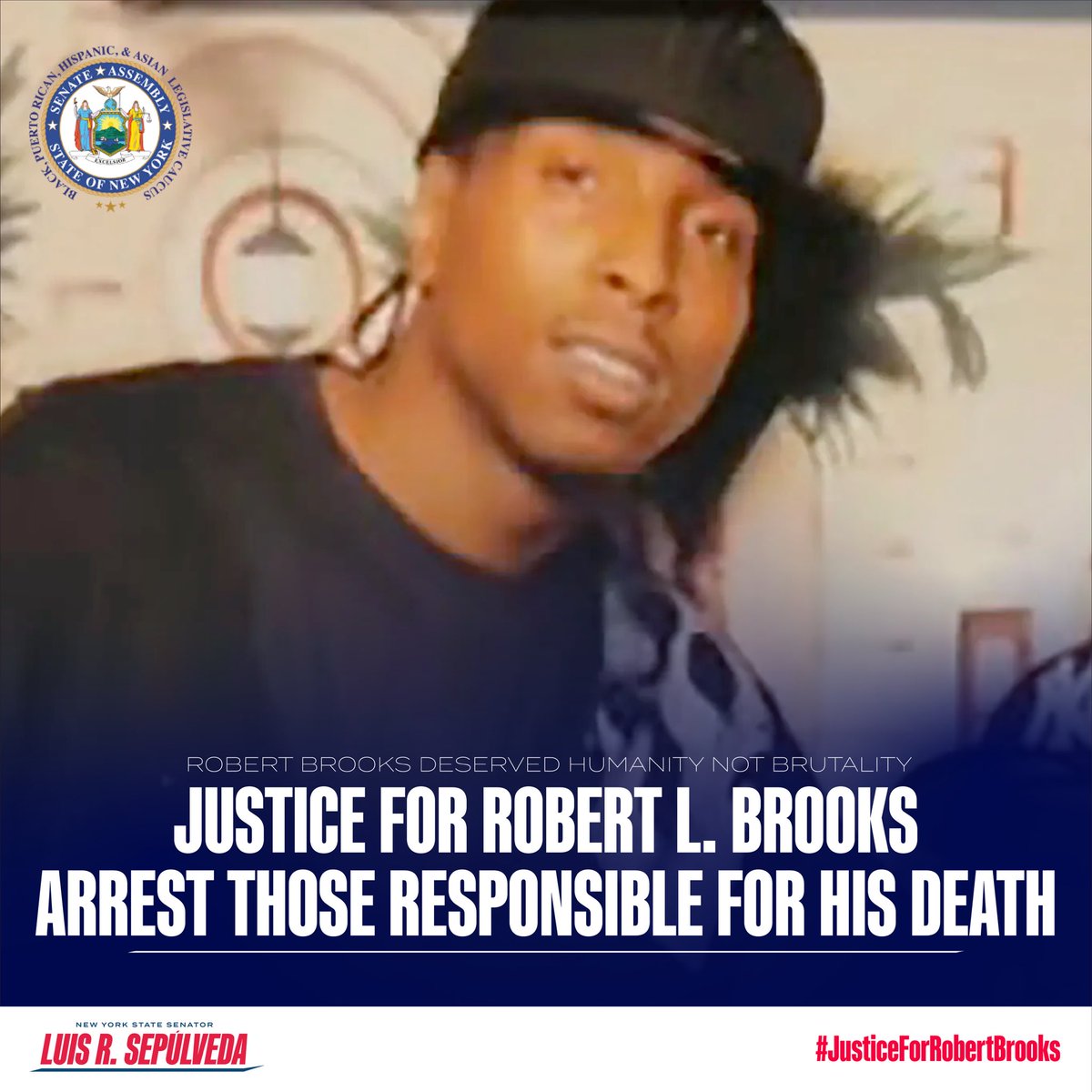 State Senator Luis Sepúlveda (@nysensepulveda) on Twitter photo Justice for Robert Brooks is long overdue. A man lost his life, and nothing has been done. This is a glaring example of systemic racism. Fourteen names are public, yet no arrests.
I demand accountability and stand with <a href="/BPHACaucus/">NYS BPHA Legislative Caucus</a> in calling for immediate action. Justice for Robert Brooks is long overdue. A man lost his life, and nothing has been done. This is a glaring example of systemic racism. Fourteen names are public, yet no arrests.
I demand accountability and stand with <a href="/BPHACaucus/">NYS BPHA Legislative Caucus</a> in calling for immediate action.