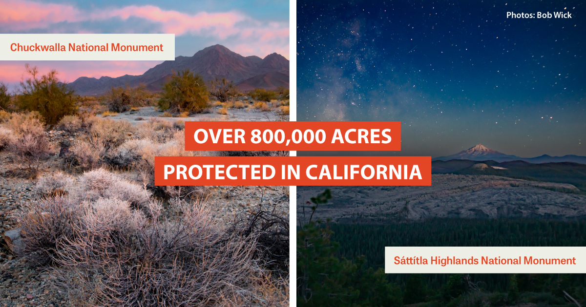 BREAKING NEWS! TCA applauds the Biden Administration’s historic decision to designate both Chuckwalla National Monument and Sáttítla National Monument, which will protect over 800,000 acres of public lands in California. 

Learn more at: ow.ly/Artm50UBjzk