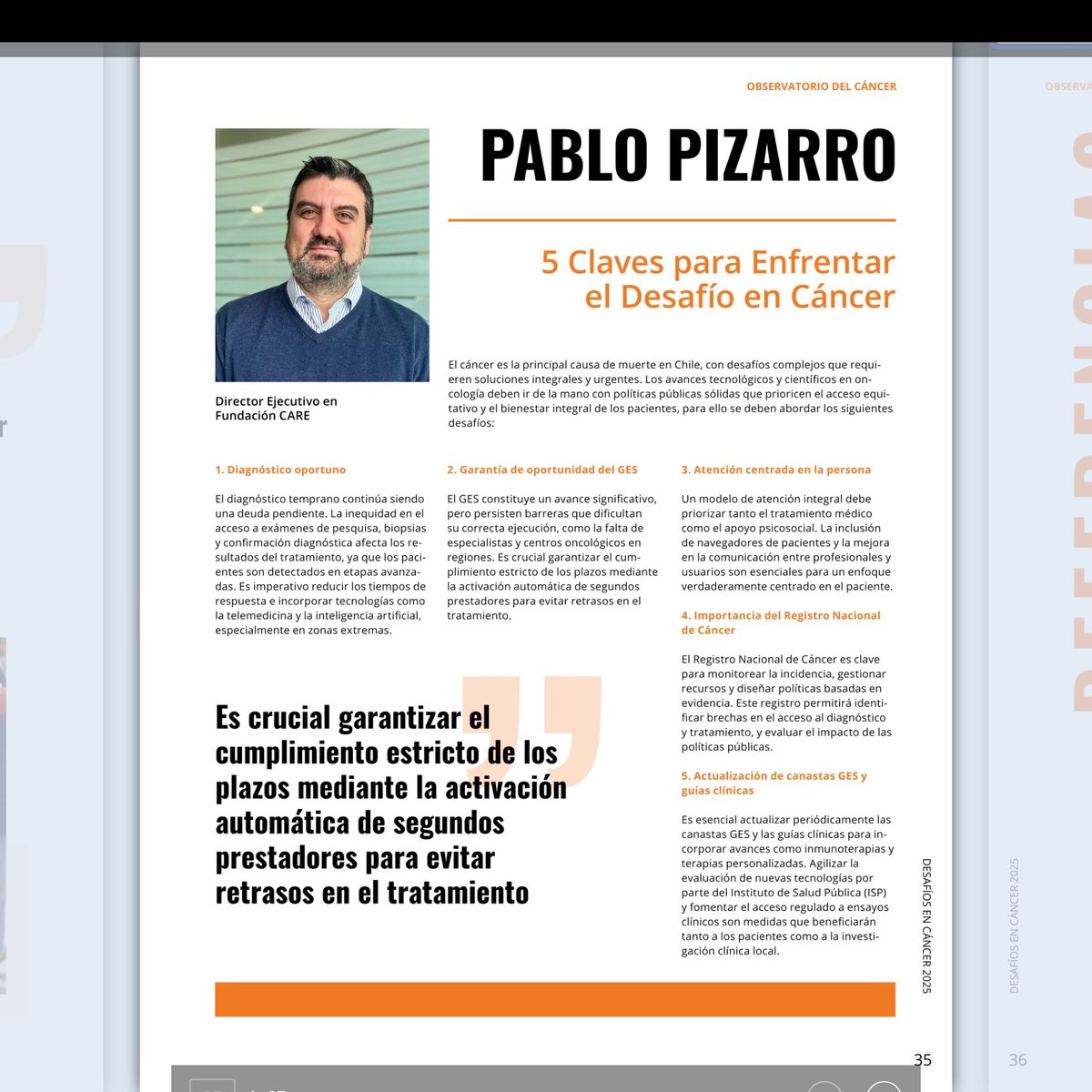 Estamos muy felices de haber sido parte del #libro "Desafíos en Cáncer 2025", publicado por el <a href="/obsdelcancer/">Observatorio del Cáncer</a> . Ahí, nuestro Director Ejecutivo <a href="/ppizarrog/">Pablo Pizarro Giadach🦉</a>  propone 5 #claves para enfrentar el #desafío en #cáncer en #Chile. Lee el libro completo aquí: observatoriodelcancer.cl/wp-content/upl…