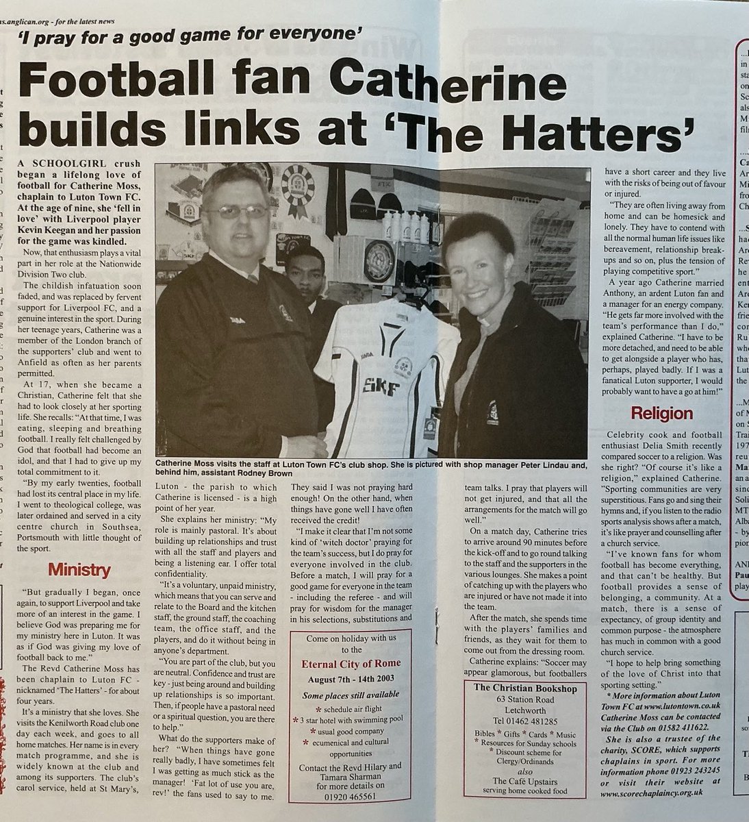 Peter Crumpler (@petercrumpler) on Twitter photo Flashback to 2003, and the vital role played by chaplain Catherine Moss of <a href="/stmarysluton/">St Marys Luton</a> at <a href="/LutonTown/">Luton Town FC</a>. <a href="/sportschaplain/">Sports Chaplaincy</a> <a href="/CIS_UK/">Christians in Sport</a> <a href="/killawat/">Martin Watson</a> Flashback to 2003, and the vital role played by chaplain Catherine Moss of <a href="/stmarysluton/">St Marys Luton</a> at <a href="/LutonTown/">Luton Town FC</a>. <a href="/sportschaplain/">Sports Chaplaincy</a> <a href="/CIS_UK/">Christians in Sport</a> <a href="/killawat/">Martin Watson</a>