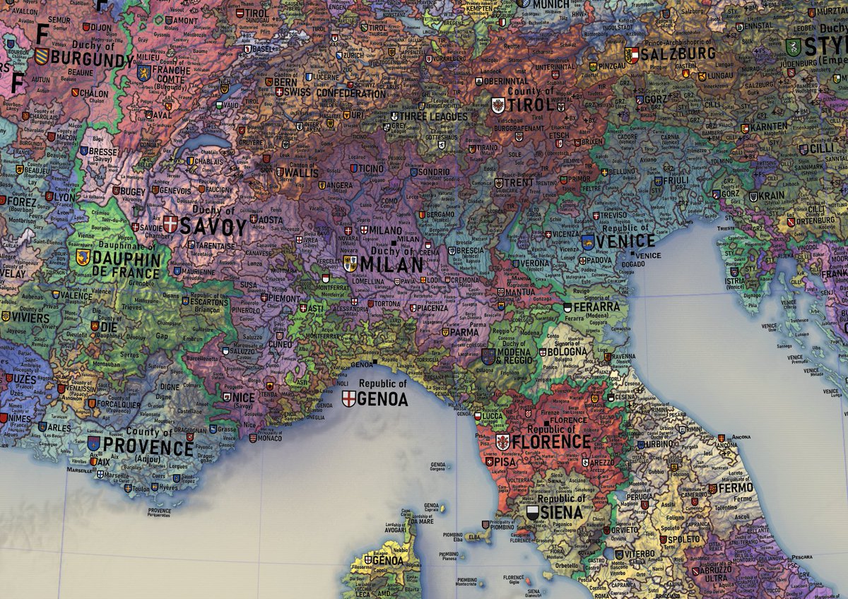RRatkus's tweet image. the new 1444 map will have a plethora of coats of arms across europe. will take some time to add