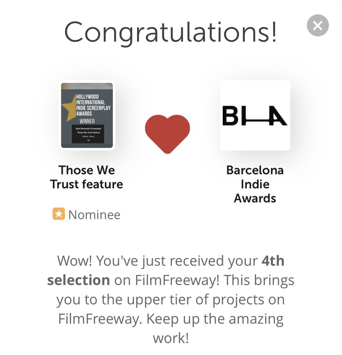 Ohh this rather a nice start to 2025 - my screenplay Those We Trust and I have been nominated Best Screenplay for #barcelonandieawards ! Very excited and honoured thank you! 🥳🍾😁 #barcelonaindieawards #nomineescreenplay #thosewetrust #screenwriterawards
