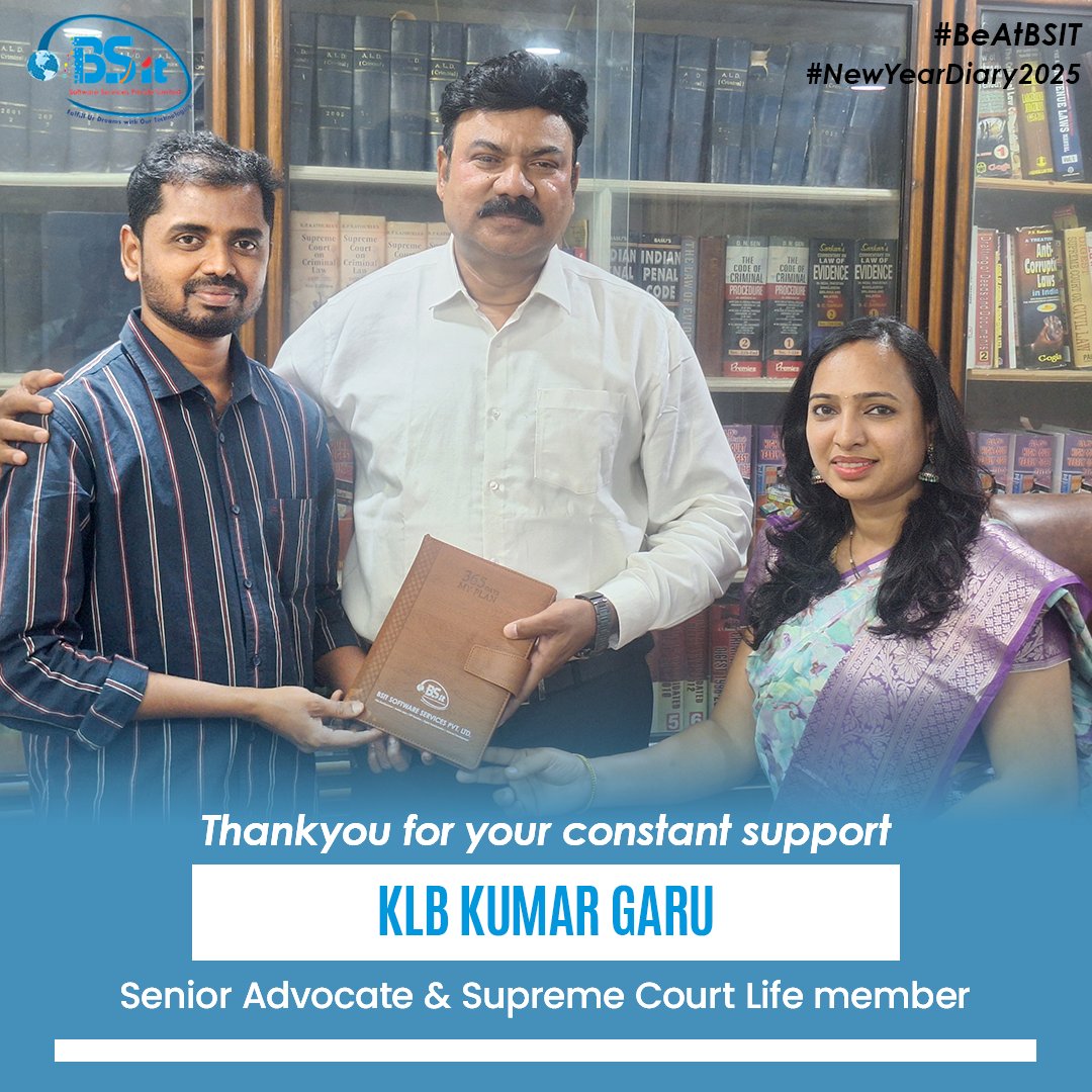 Bhanu_Garigela's tweet photo. Grateful to share our New Year Diary 2025 with KLB KUMAR GARU, Senior Advocate & Supreme Court Life Member! #NewYearDiary2025 #DiaryDistribution #LegalExcellence #SupremeCourtSupport #EntrepreneurLife #bsit #bstsoftware #WebDevelopment #DigitalMarketing #DigitalTransformation https://t.co/fHVPynpYwd