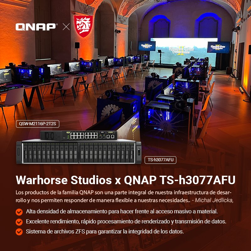 Qnap_LA's tweet image. #CustomerStory: Cuando el desarrollo de juegos satisface las demandas de almacenamiento, Warhorse Studios eligió el NAS TS-h3077XU-RP de QNAP. 🔗 qnap.to/6upgjr

#QNAP #WarhorseStudios #GameDevelopment #Innovation #TechForCreatives #StorageSolutions #Efficiency