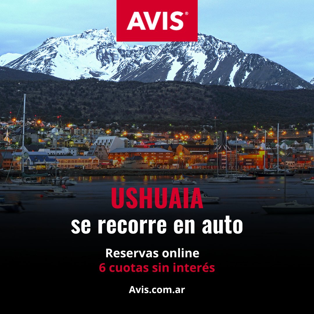¡#Ushuaia es un destino espectacular! Te proponemos explorar los imperdibles atractivos turísticos en la región: Parque Nacional Tierra del Fuego, Glaciar Martial y las Bahías Encerrada y de Ushuaia. Reservá #online un #auto y en 6 #cuotas #sininterés. Avis.com.ar