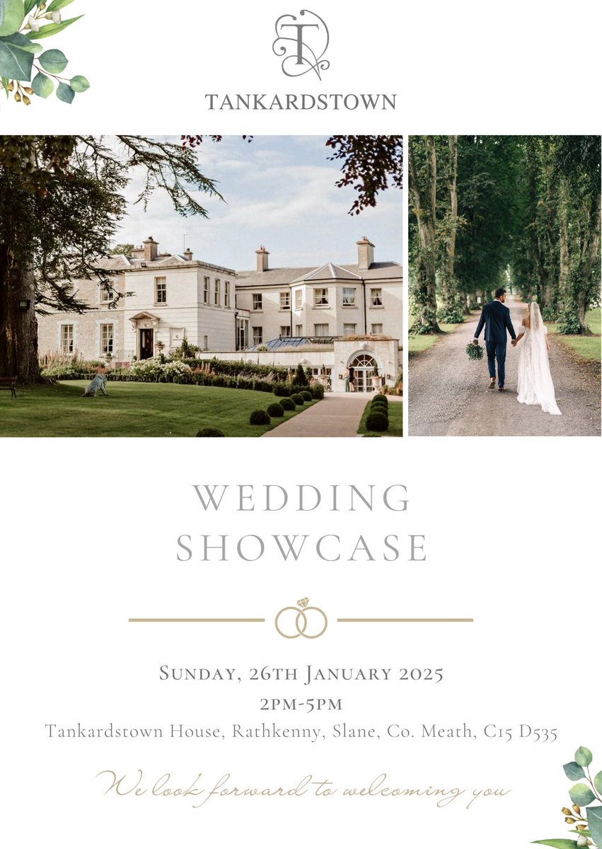 Tankardstown House (@tankardstown) on Twitter photo Join us for our Wedding Showcase on Sunday, 26th January 2025, 2-5pm!
Discover our elegant Manor, stunning Orangery and romantic gardens—all perfect for your big day.
By invitation only—email weddings@tankardstown.ie. 🤍
#TankardstownWedding #IrishCountryHouse #WeddingShowcase Join us for our Wedding Showcase on Sunday, 26th January 2025, 2-5pm!
Discover our elegant Manor, stunning Orangery and romantic gardens—all perfect for your big day.
By invitation only—email weddings@tankardstown.ie. 🤍
#TankardstownWedding #IrishCountryHouse #WeddingShowcase