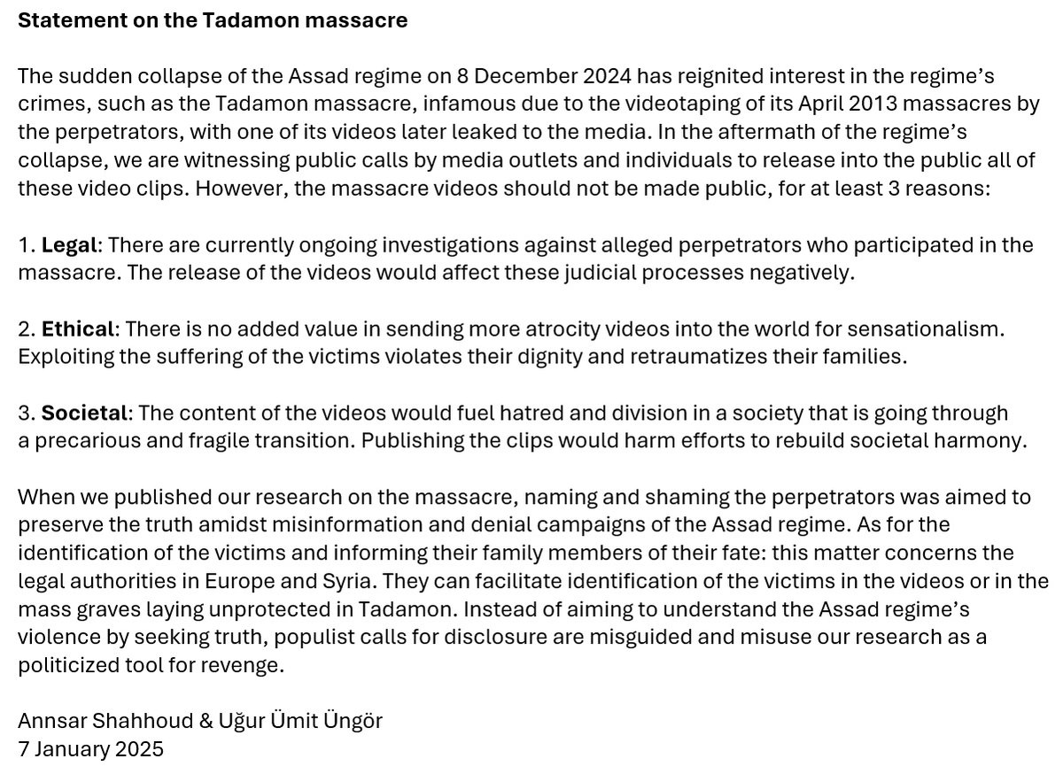Uğur Ümit Üngör (@ugur_umit_ungor) on Twitter photo Our statement on the #Tadamon massacre. <a href="/AnnsarShahhoud/">A. Shahhoud</a> Our statement on the #Tadamon massacre. <a href="/AnnsarShahhoud/">A. Shahhoud</a>